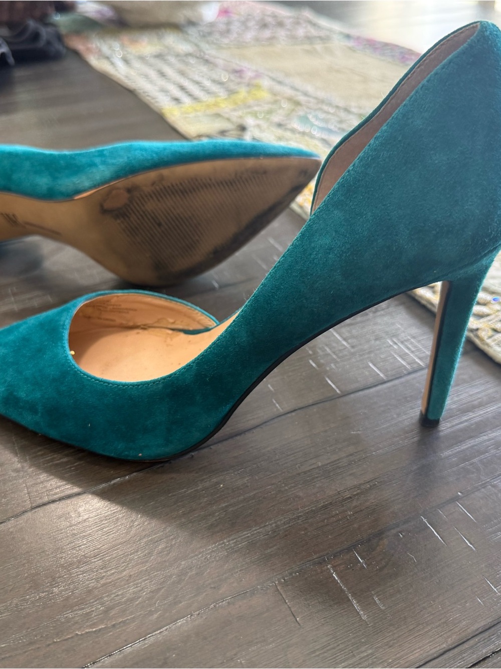 INC International Concepts Teal Suede Pointed Toe Stiletto Pumps